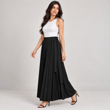 Pleated Tie-Waist Maxi Skirt