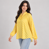 Polka Dot Satin Tie-Neck Blouse