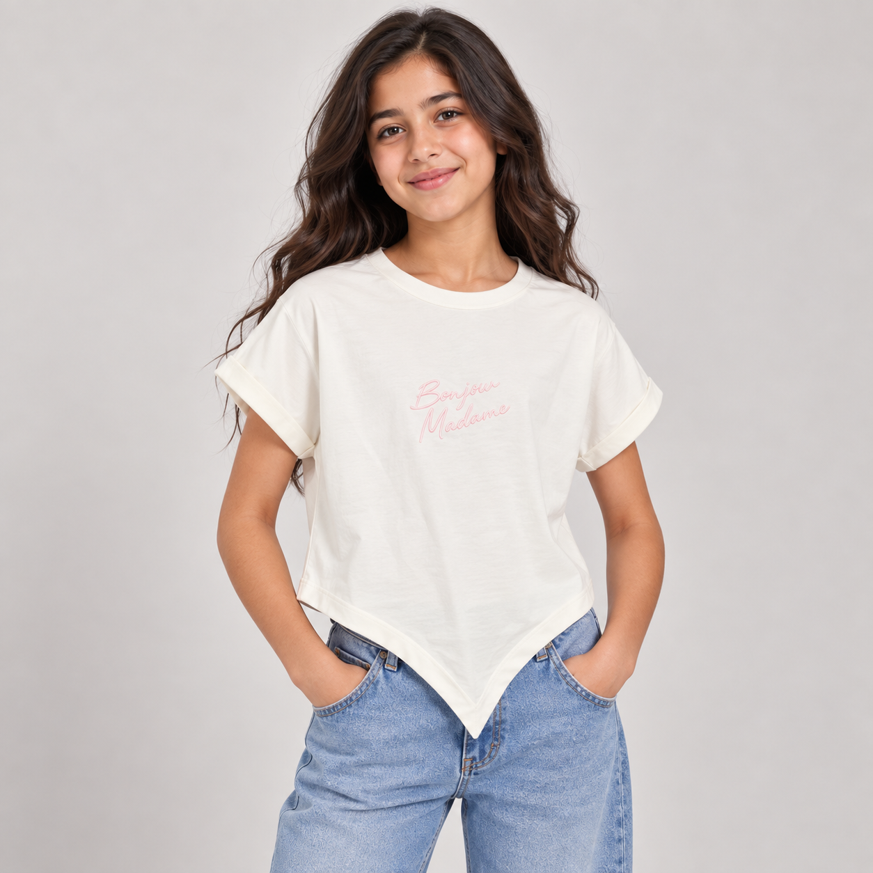 Girls’ Bonjour Madame Pointed-Hem T-Shirt