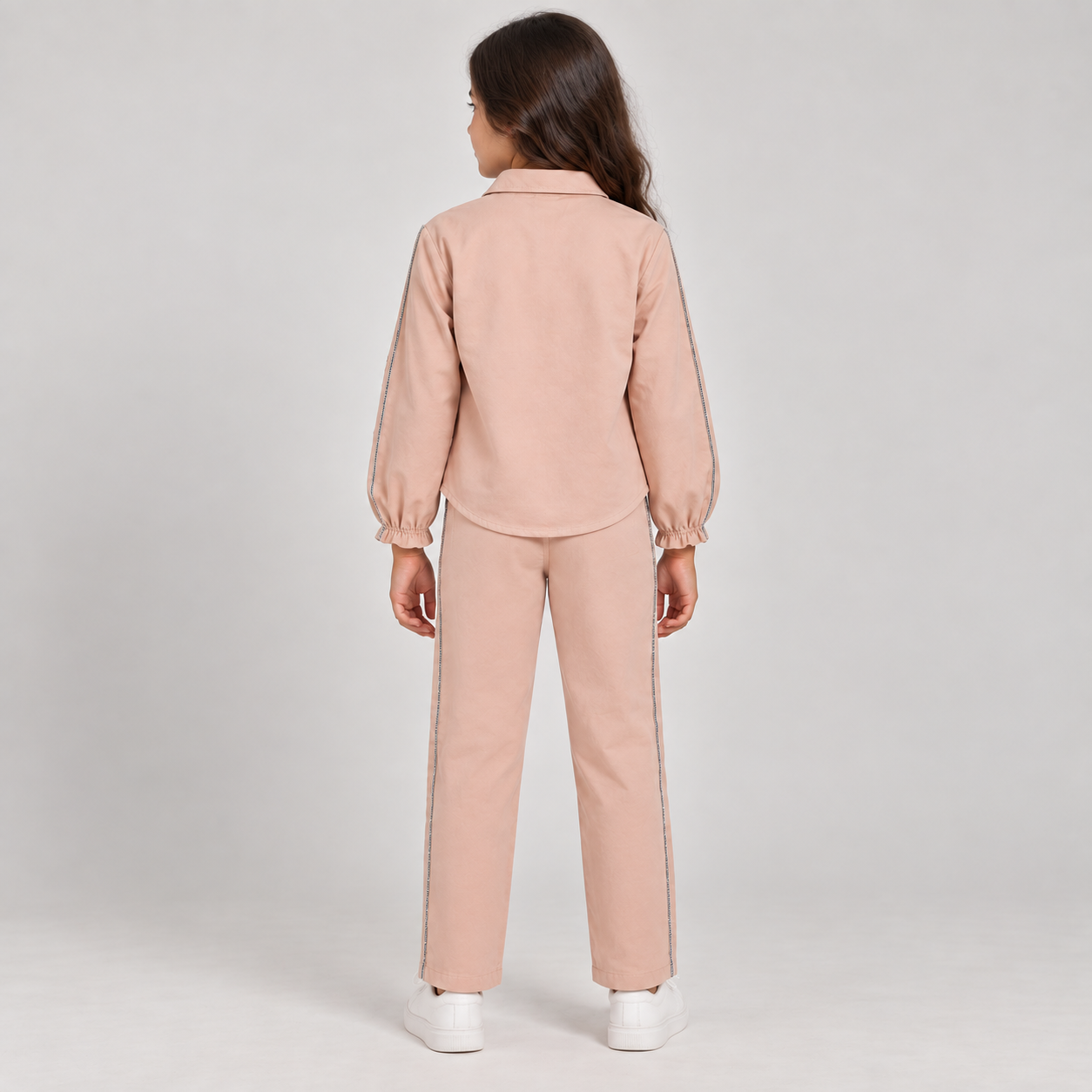Girls’ Embellished Stripe Shirt & Trouser Set