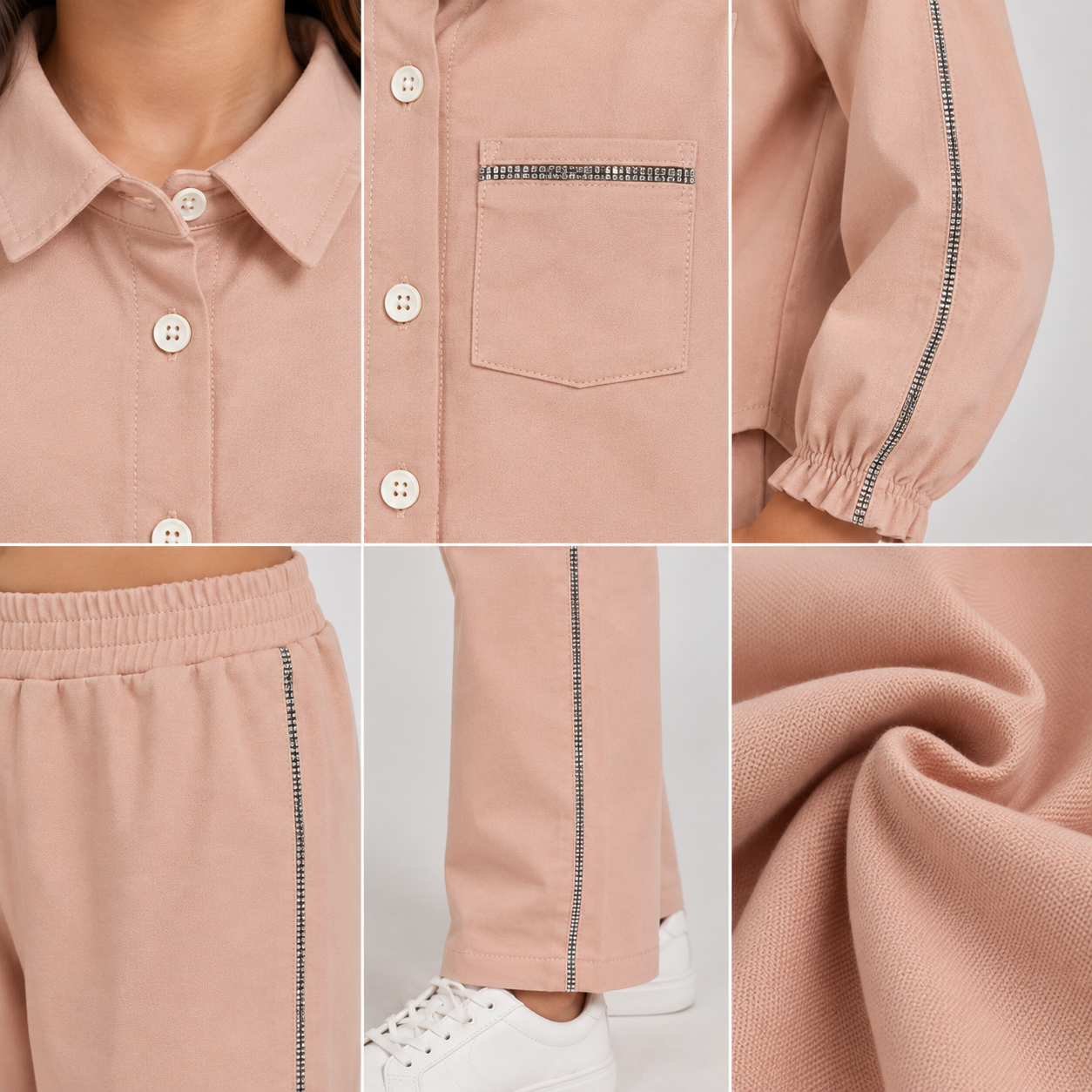 Girls’ Embellished Stripe Shirt & Trouser Set