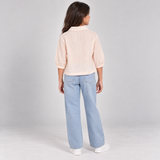 Girls’ Textured Gold Button Blouse