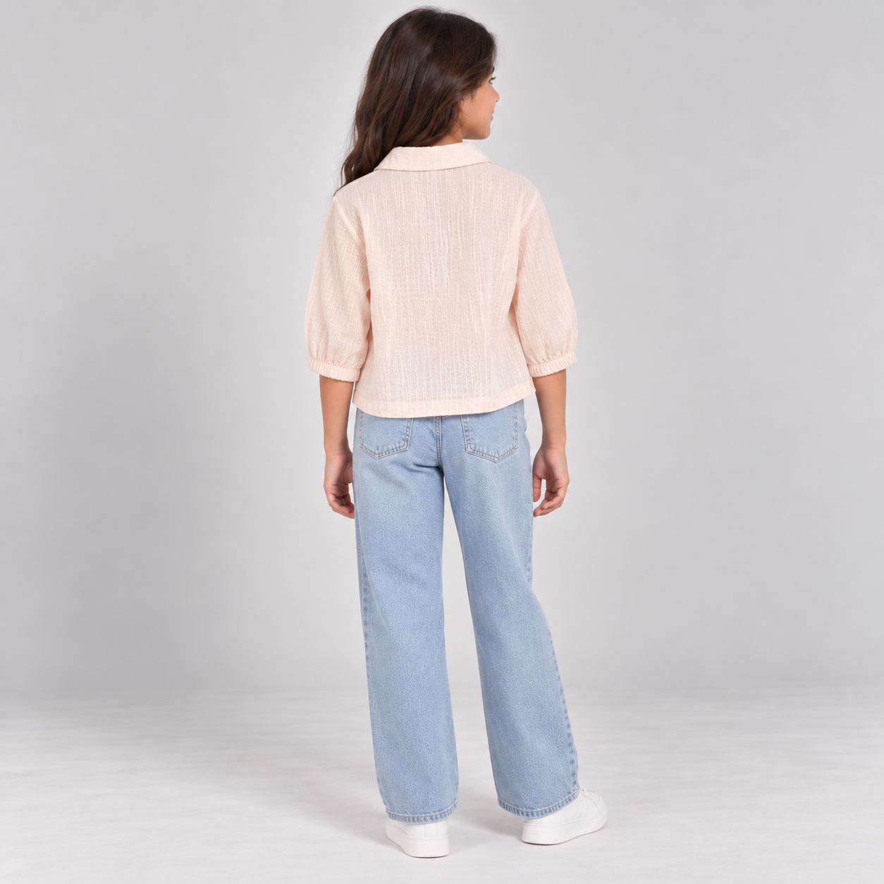 Girls’ Textured Gold Button Blouse