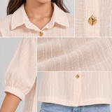 Girls’ Textured Gold Button Blouse