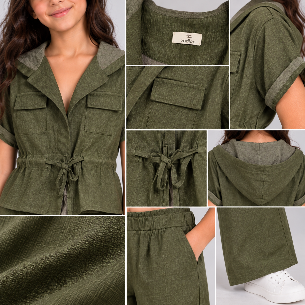 Girls’ Utility Tie-Waist Shirt & Wide-Leg Trouser Set