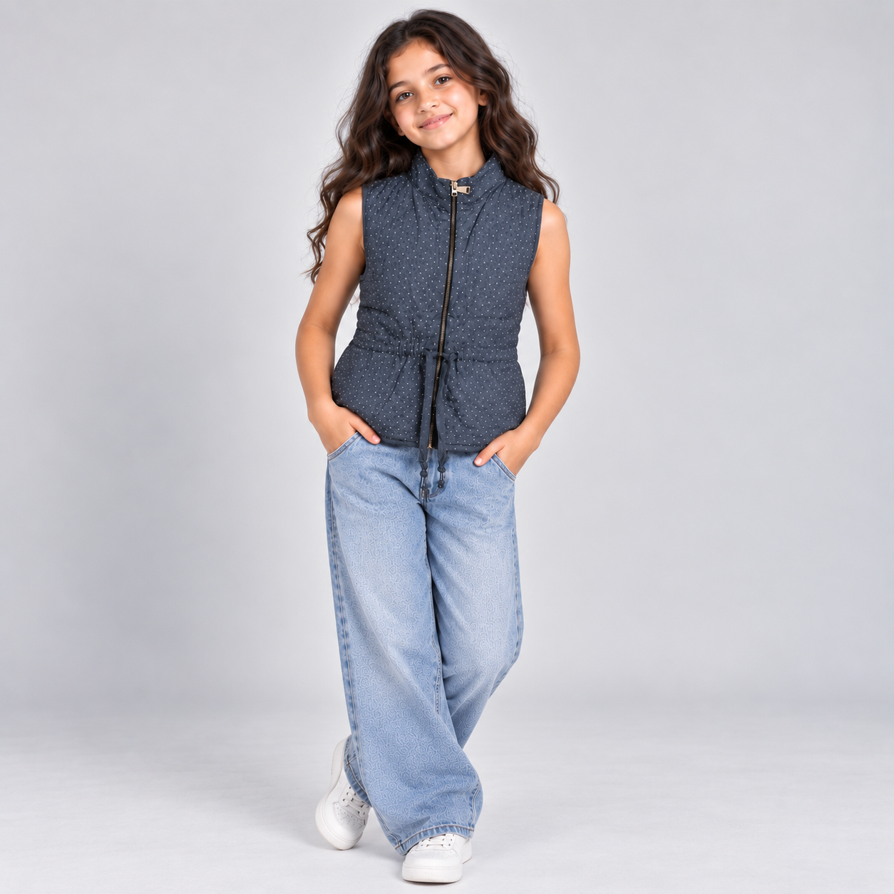 Girls Sparkle Drawstring Waist Vest