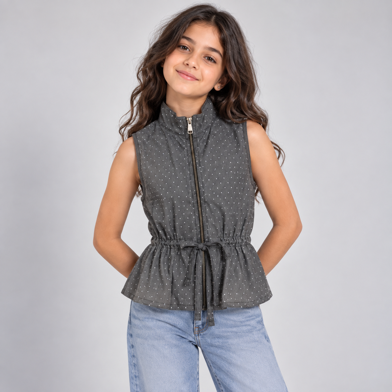 Girls Sparkle Drawstring Waist Vest