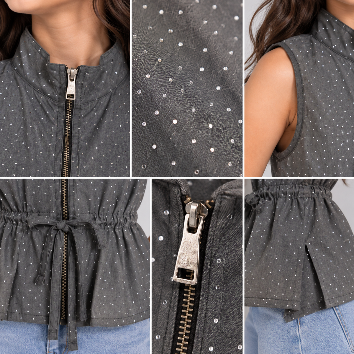 Girls Sparkle Drawstring Waist Vest