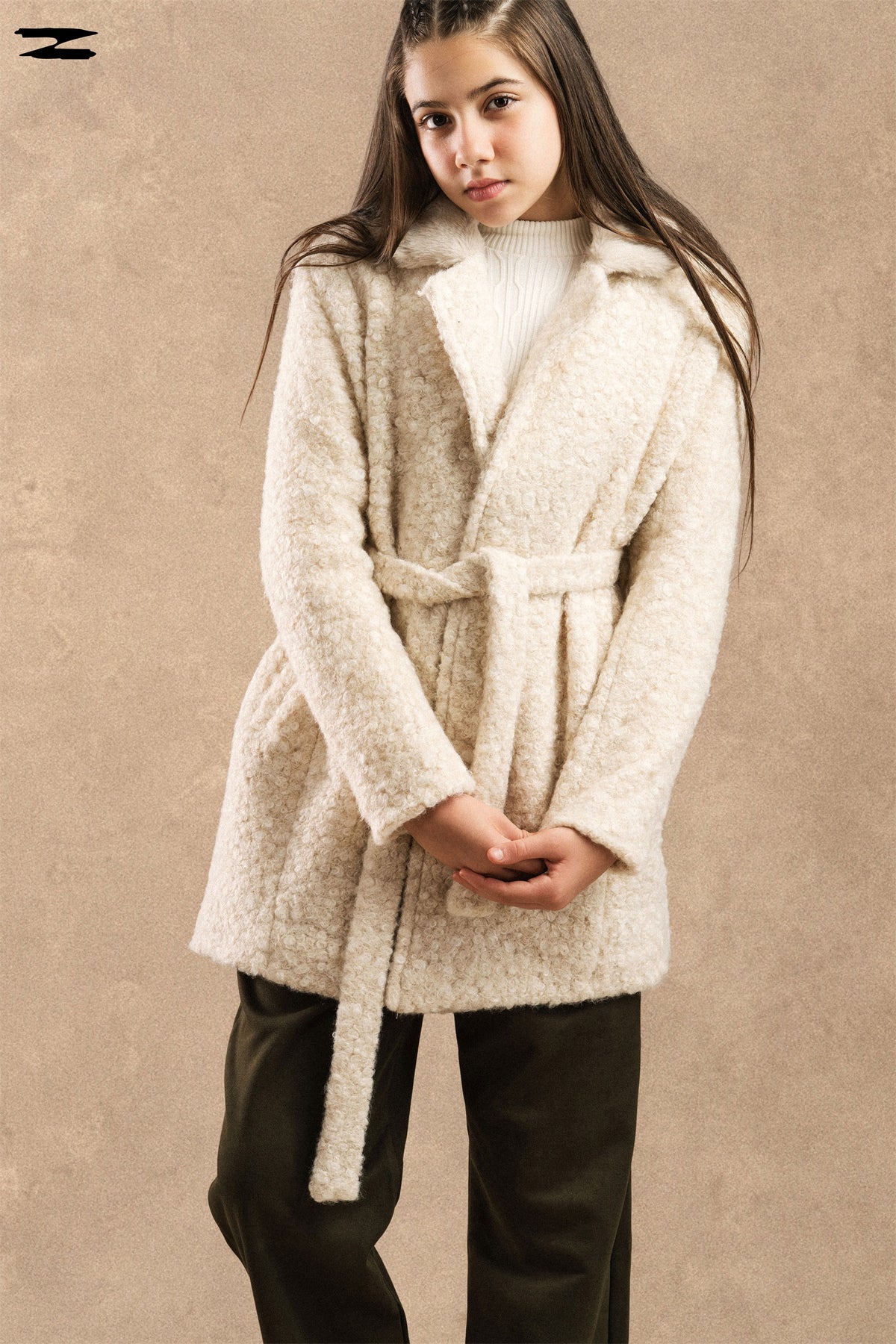 Girls Belted Teddy Coat