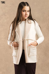 Girls Faux Suede Shearling Vest