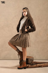 Girls Leopard Print Pleated Skirt
