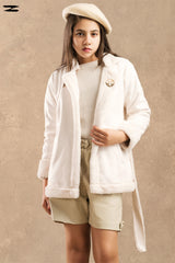 Girls Faux Suede Shearling Belted Jacket