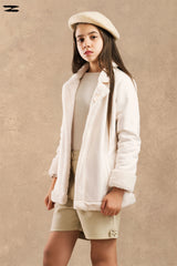 Girls Faux Suede Shearling Belted Jacket