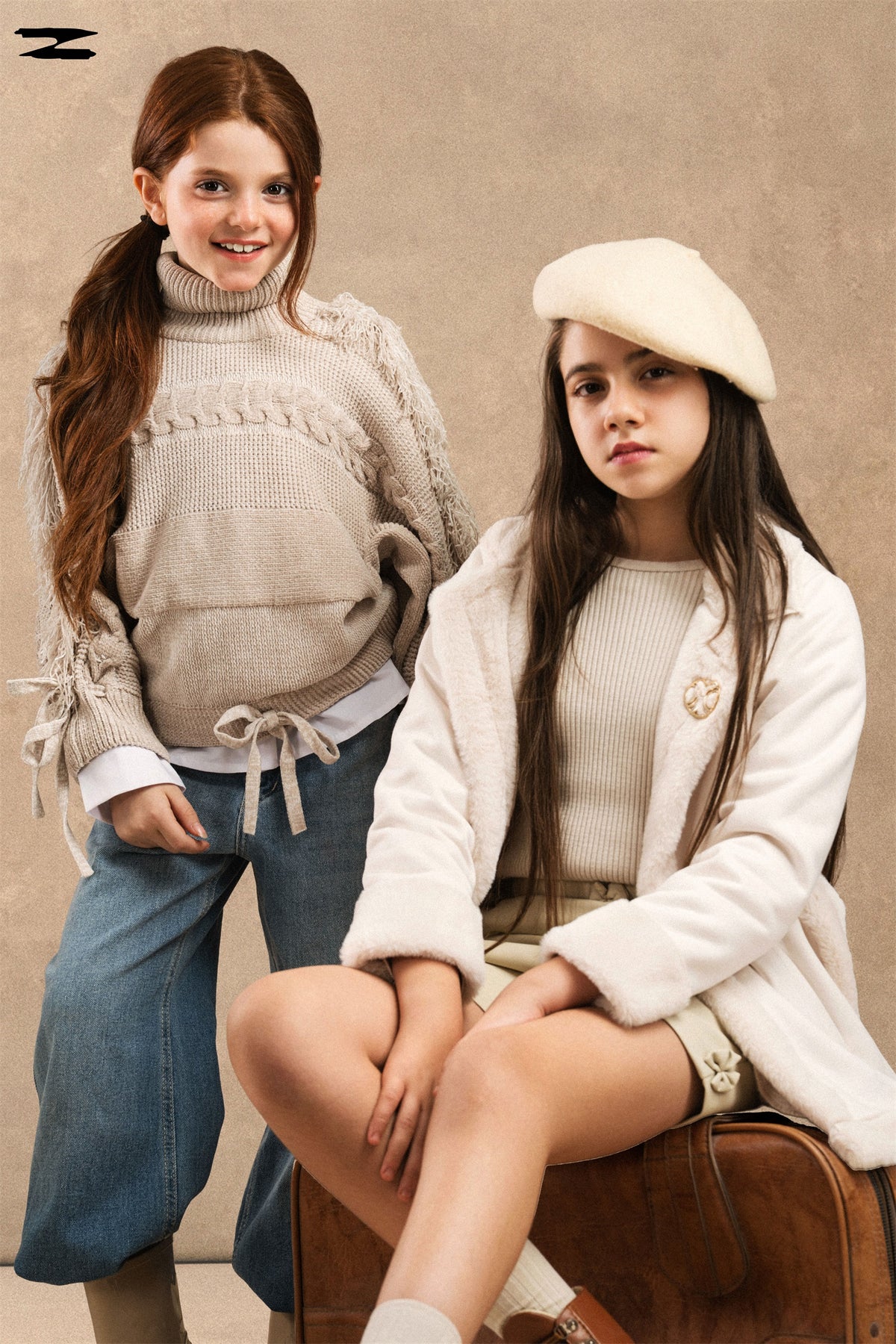 Girls Faux Suede Shearling Belted Jacket