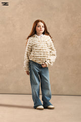 Girls Ribbed Faux Fur Jacket