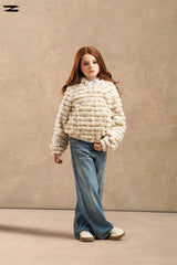 Girls Ribbed Faux Fur Jacket