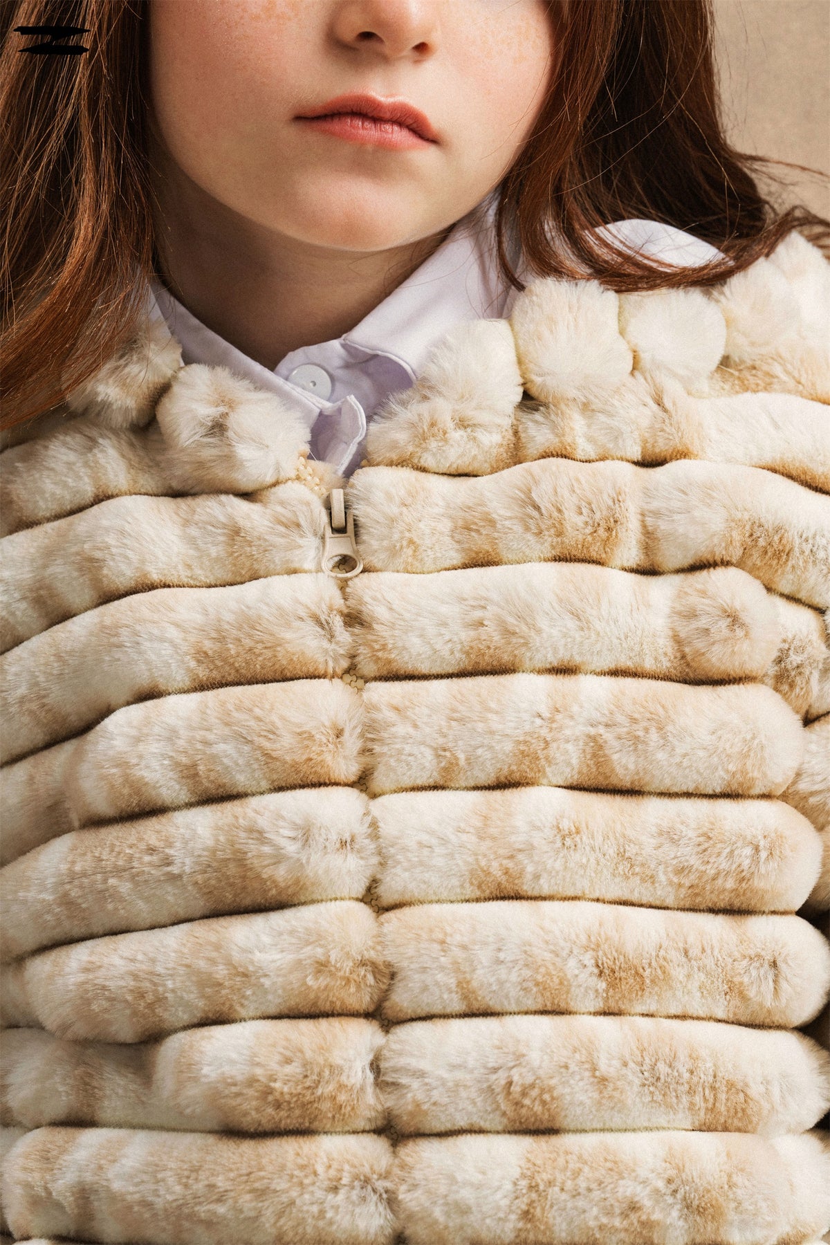 Girls Ribbed Faux Fur Jacket