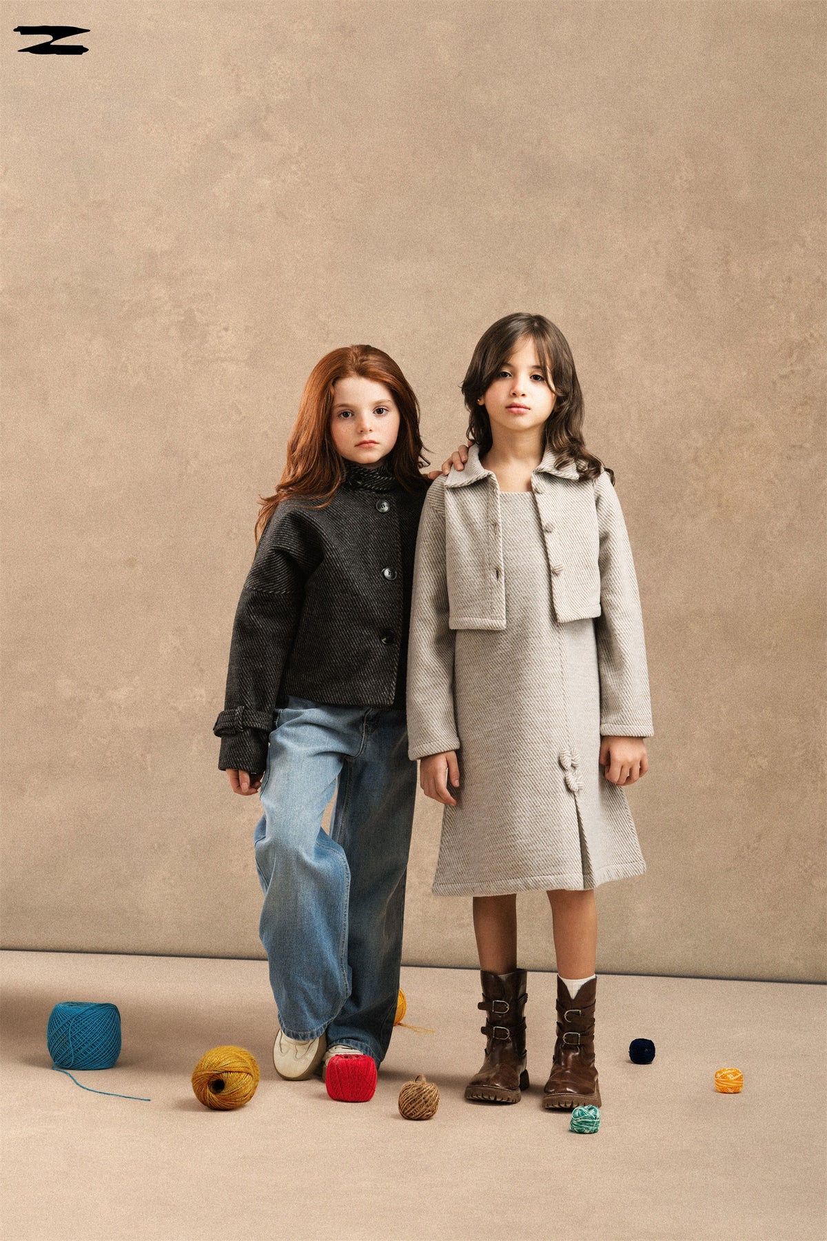 Girls Twill Stand Collar Button Jacket