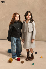 Girls Twill Stand Collar Button Jacket