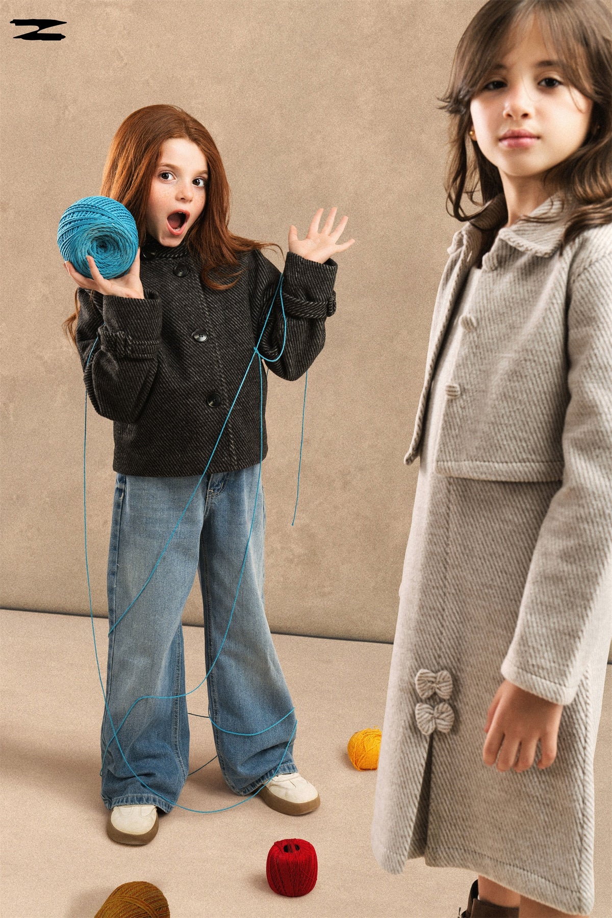 Girls Twill Stand Collar Button Jacket