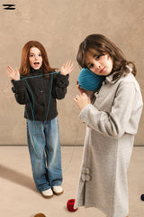 Girls Twill Stand Collar Button Jacket