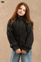 Girls Twill Stand Collar Button Jacket