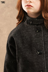 Girls Twill Stand Collar Button Jacket