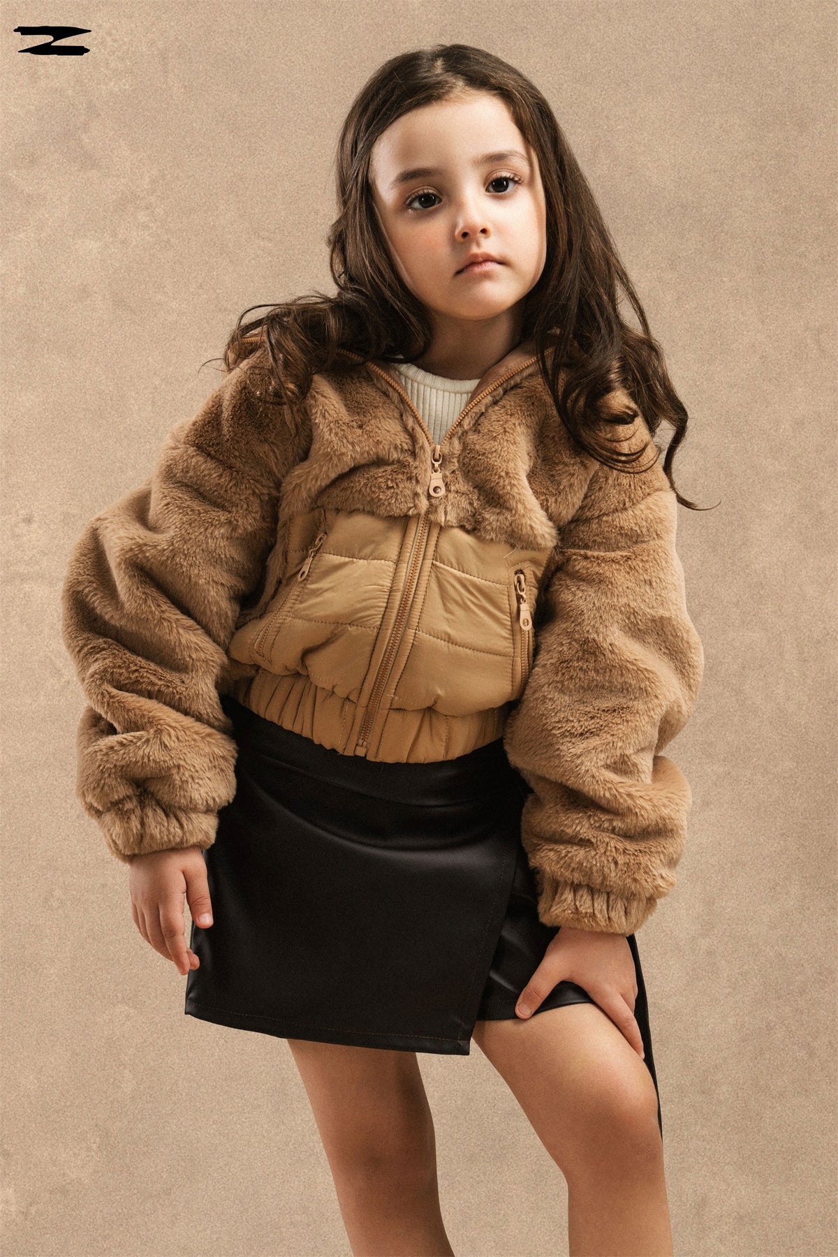 Girls Faux Leather Wrap Skirt with Tie