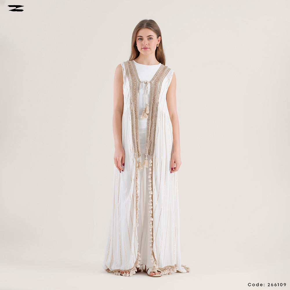 Lace Fringe Long Cardigan