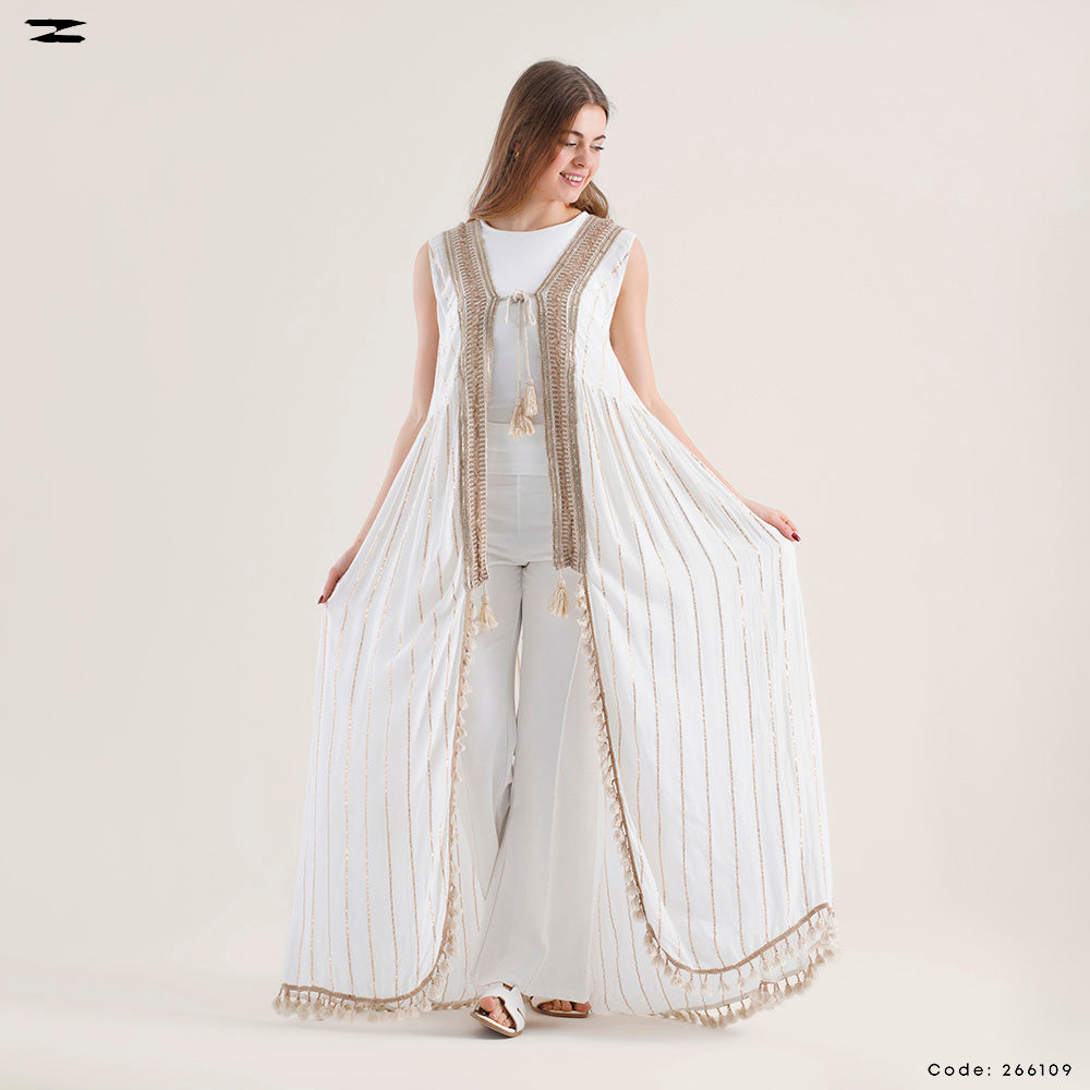 Lace Fringe Long Cardigan