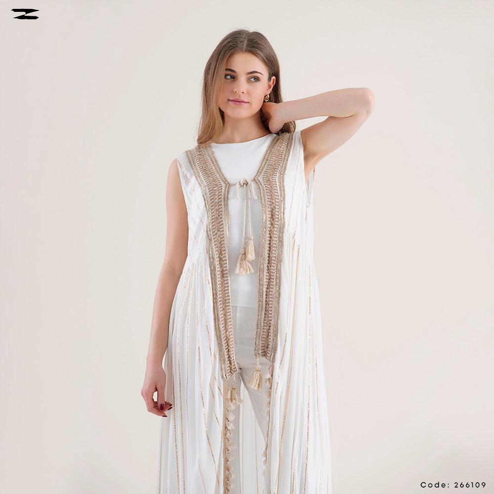 Lace Fringe Long Cardigan