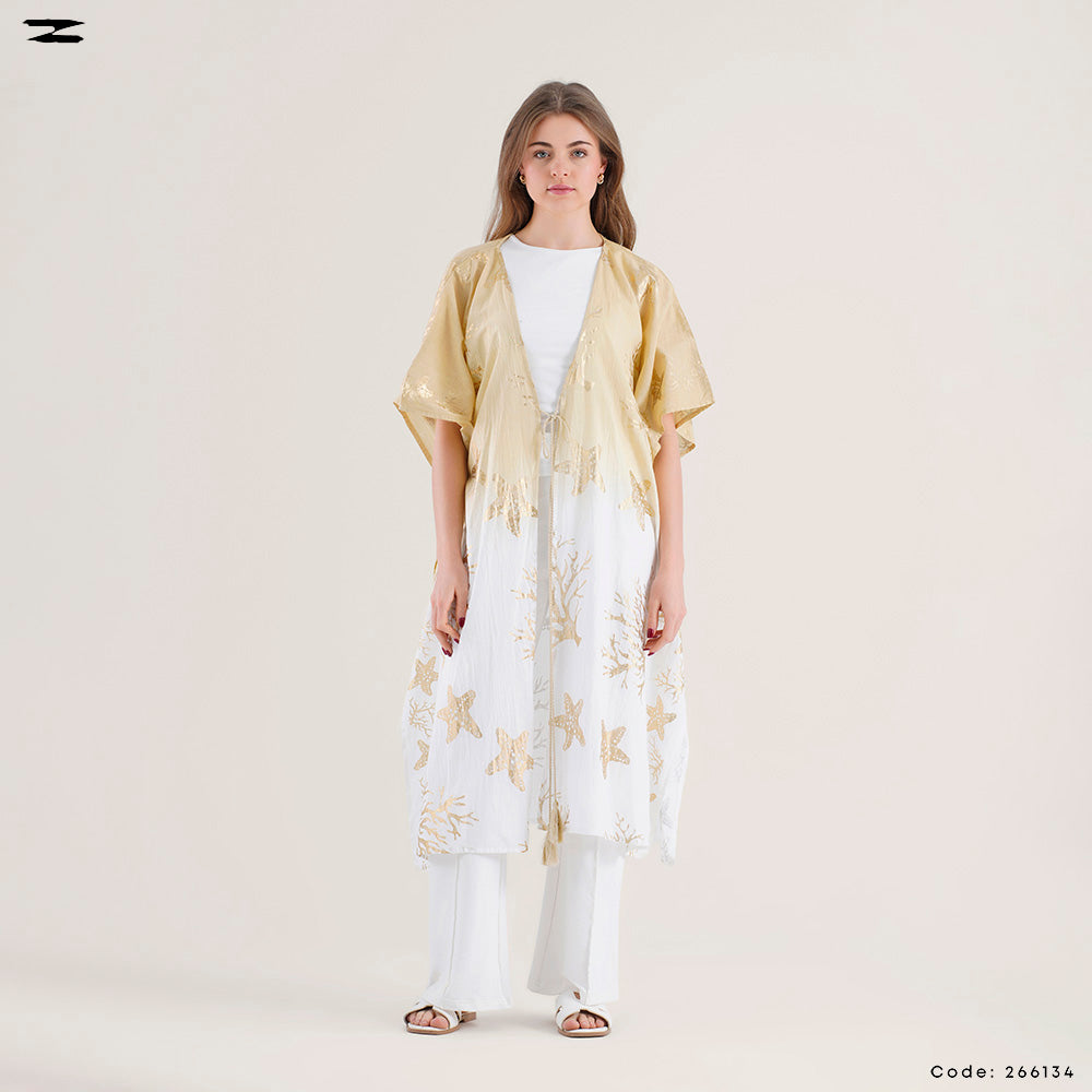 Golden Print Long Cardigan
