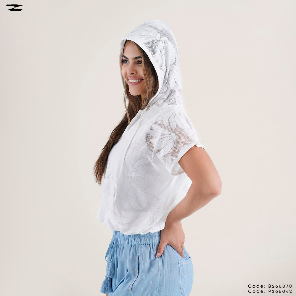 Hooded Short Sleeve Top