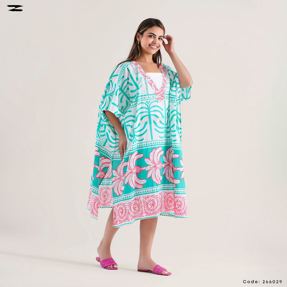Tropical Pattern Kaftan Top