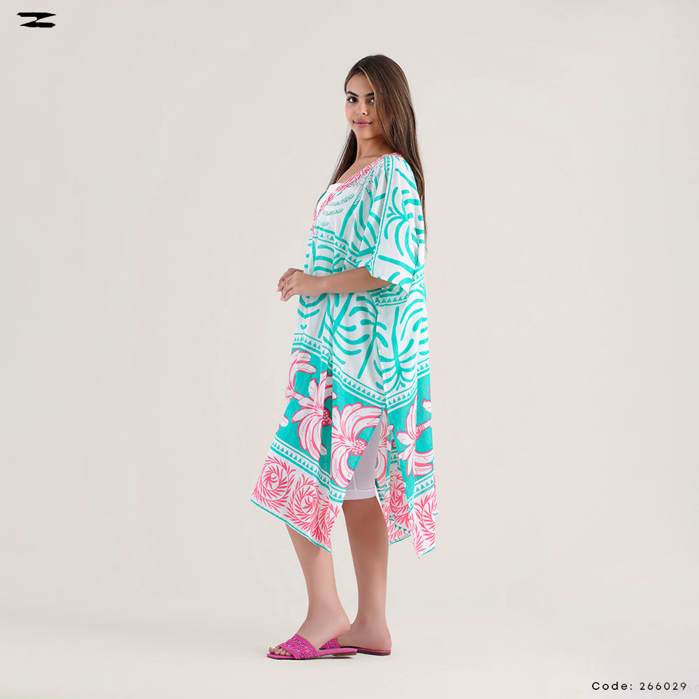 Tropical Pattern Kaftan Top