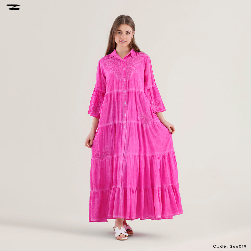 Embroidered Tiered Maxi Dress