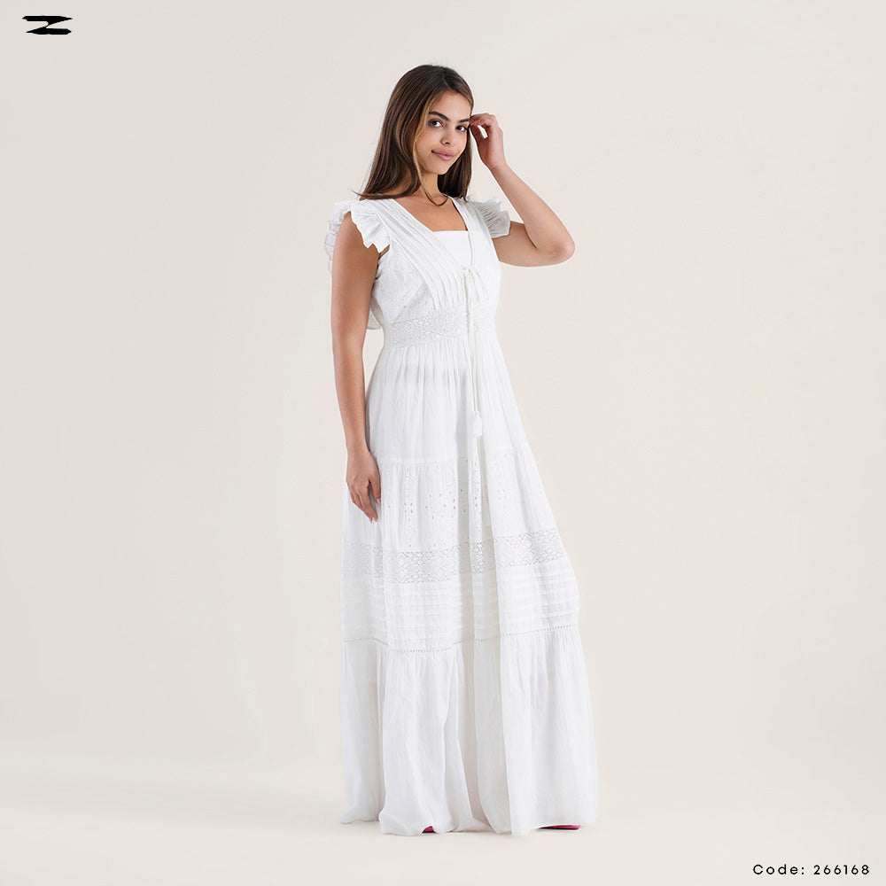 Tiered Lace V-Neck Dress