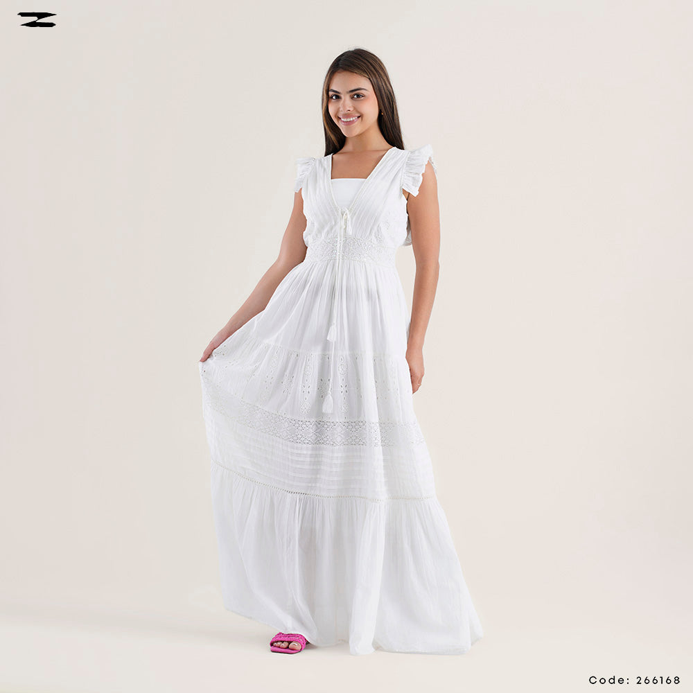 Tiered Lace V-Neck Dress