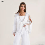Load image into Gallery viewer, Tie Front Top with Pattern Trim Pants Set