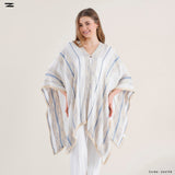 Striped Fringe Poncho