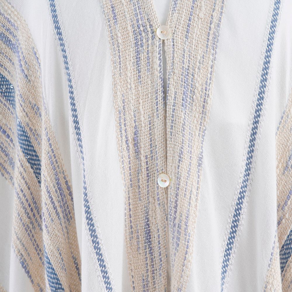 Striped Fringe Poncho