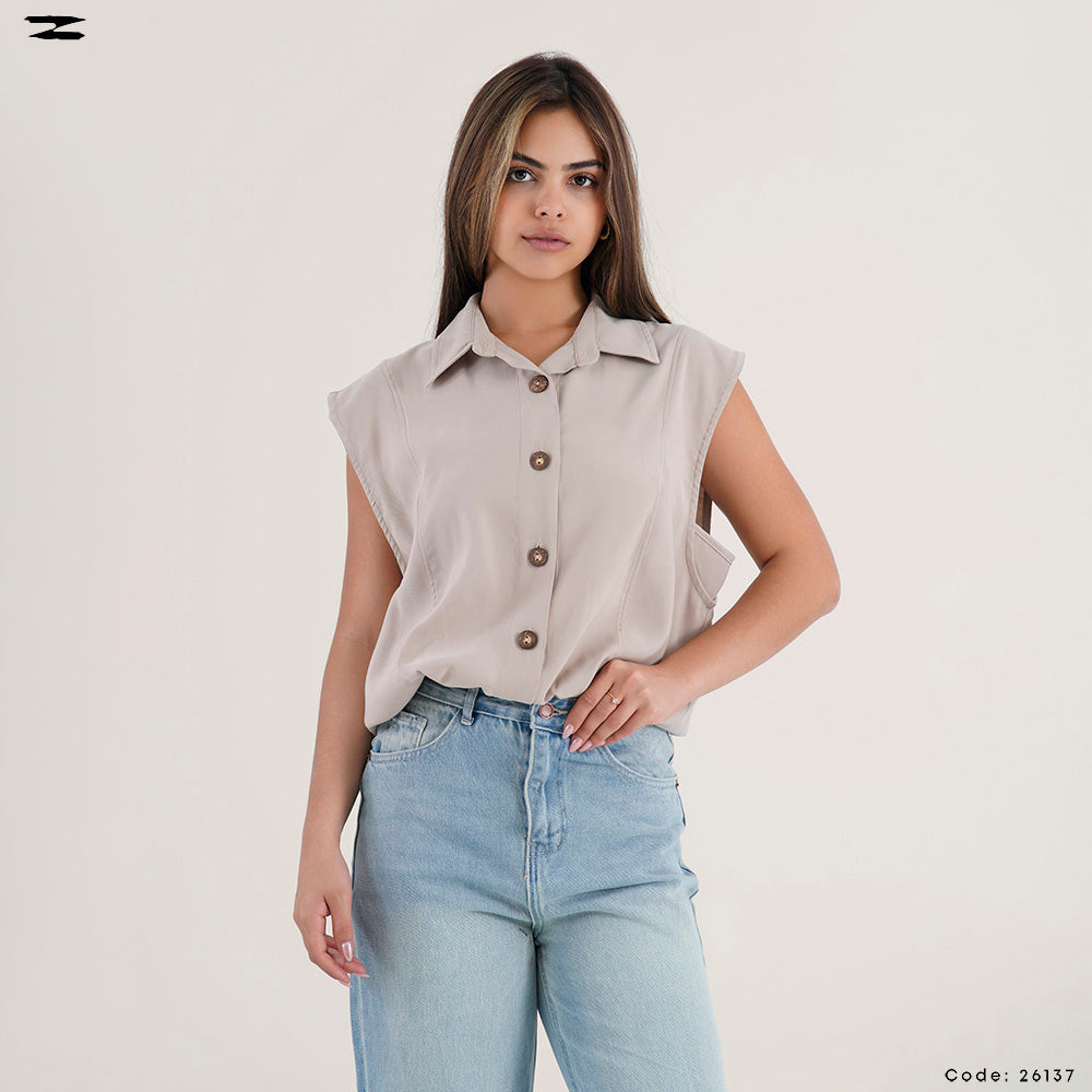Women Sleeveless Vest with Elastic Waist