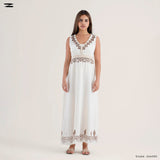 Women Sleeveless Border Maxi Dress