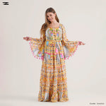 Load image into Gallery viewer, Printed Bell Sleeve Maxi Dress