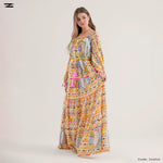 Load image into Gallery viewer, Printed Bell Sleeve Maxi Dress