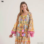 Load image into Gallery viewer, Printed Bell Sleeve Maxi Dress