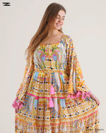 Load image into Gallery viewer, Printed Bell Sleeve Maxi Dress