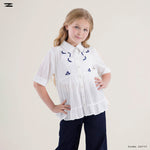 Load image into Gallery viewer, White Short Sleeve Peplum Shirt