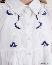 White Short Sleeve Peplum Shirt
