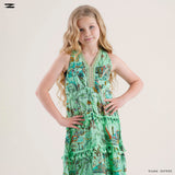 Printed V-Neck Sleeveless Dress